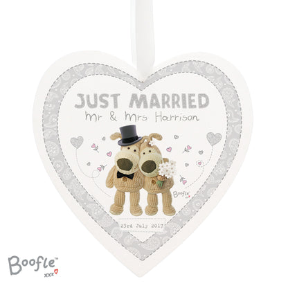 Personalised Boofle Wedding Large Wooden Heart Decoration - Personalise It!