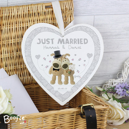 Personalised Boofle Wedding Large Wooden Heart Decoration - Personalise It!