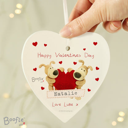 Personalised Boofle Shared Heart Wooden Heart Decoration - Personalise It!