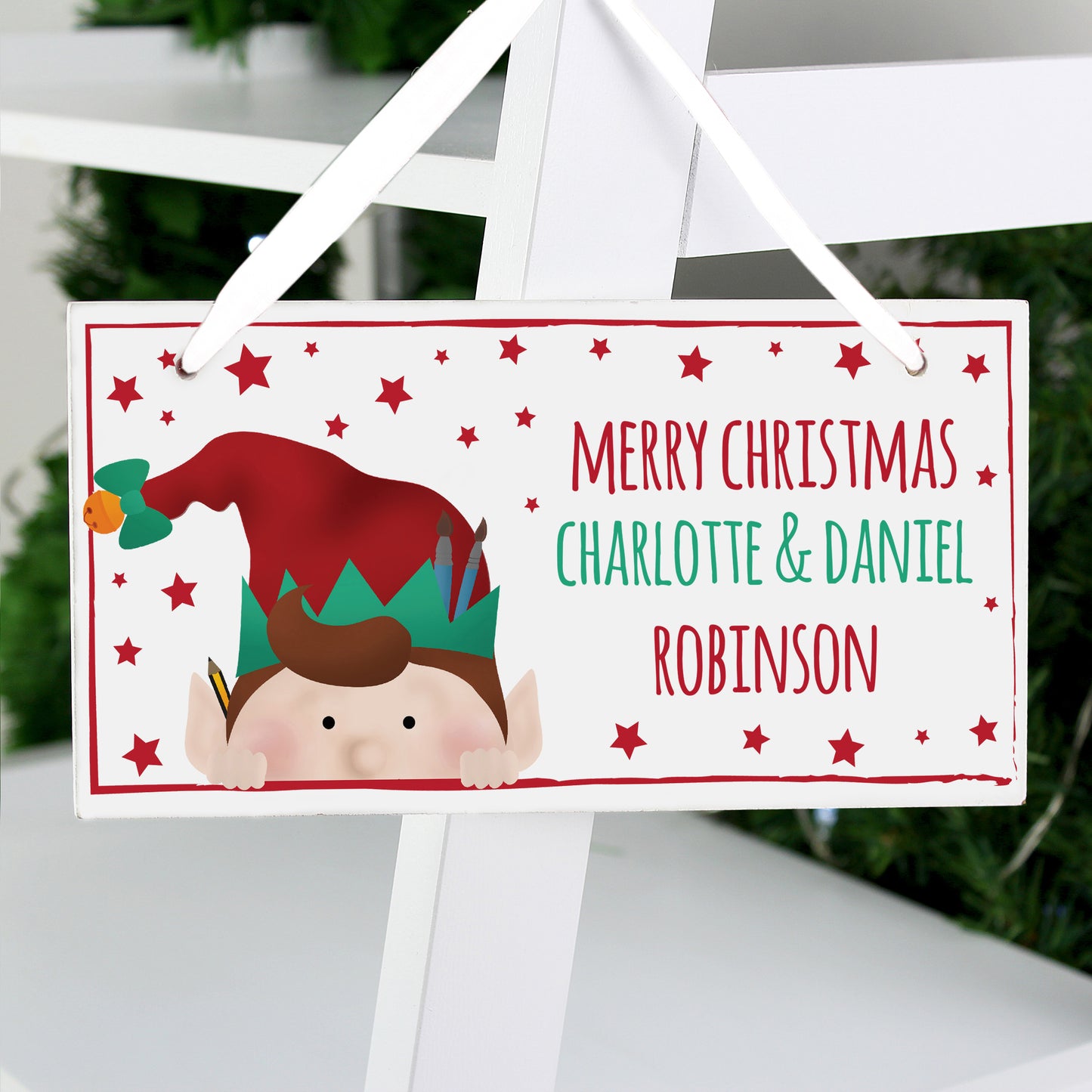 Personalised Christmas Elf Wooden Sign - Personalise It!