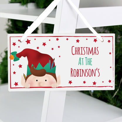 Personalised Christmas Elf Wooden Sign - Personalise It!