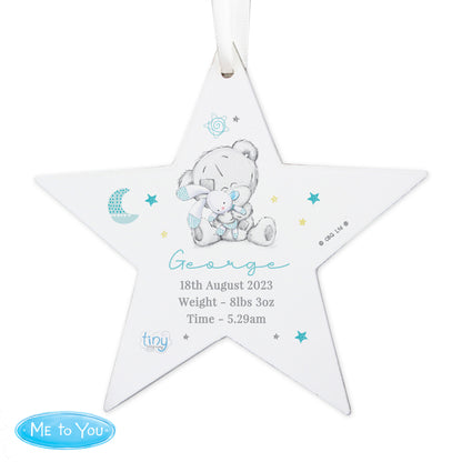 Personalised Tiny Tatty Teddy Dream Big Blue Wooden Star Decoration - Personalise It!