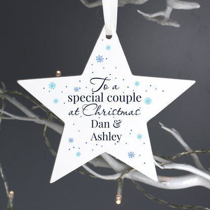 Personalised 'Special Couple' Wooden Star Decoration - Personalise It!