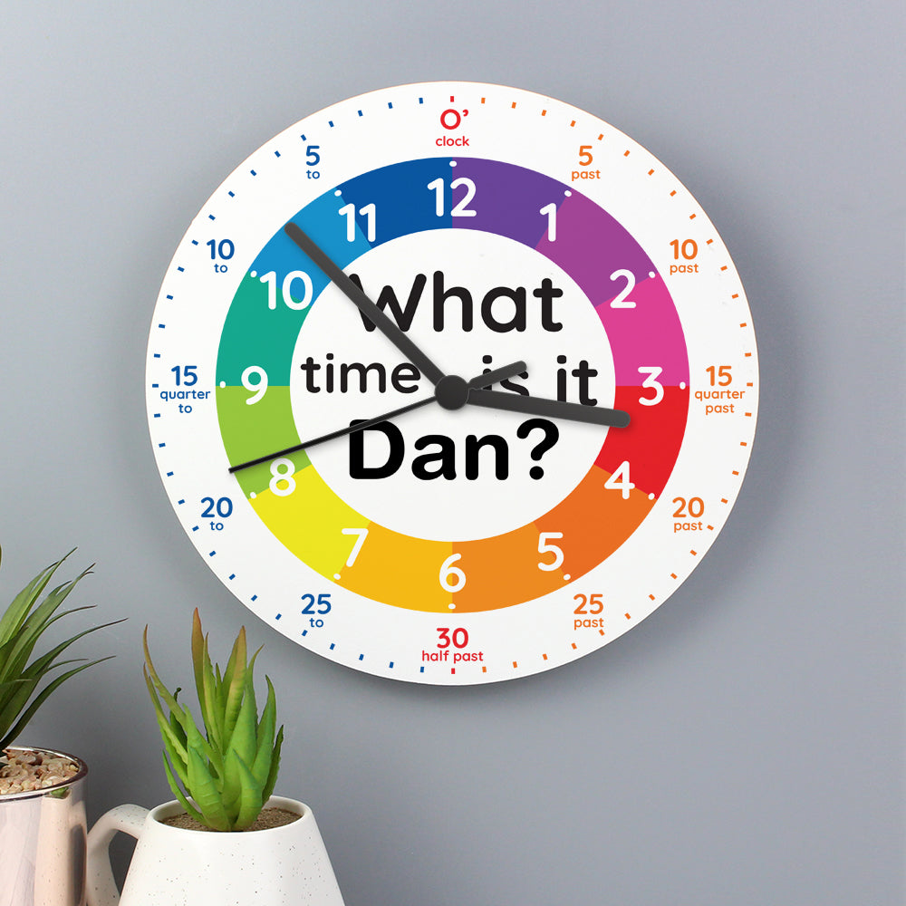Personalised What Time Is It? Wooden Clock - Personalise It!