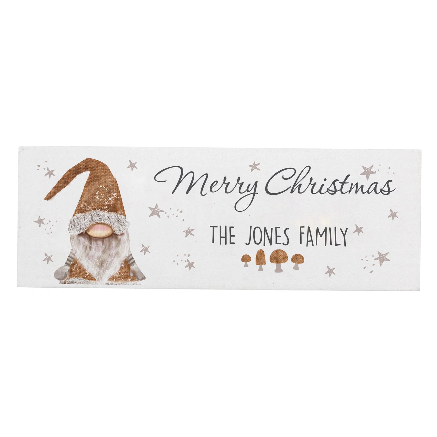 Personalised Scandinavian Christmas Gnome Wooden Block Sign - Personalise It!
