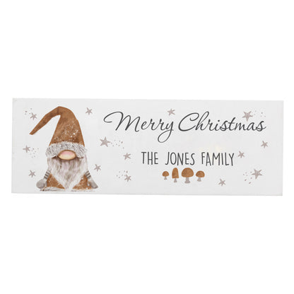 Personalised Scandinavian Christmas Gnome Wooden Block Sign - Personalise It!