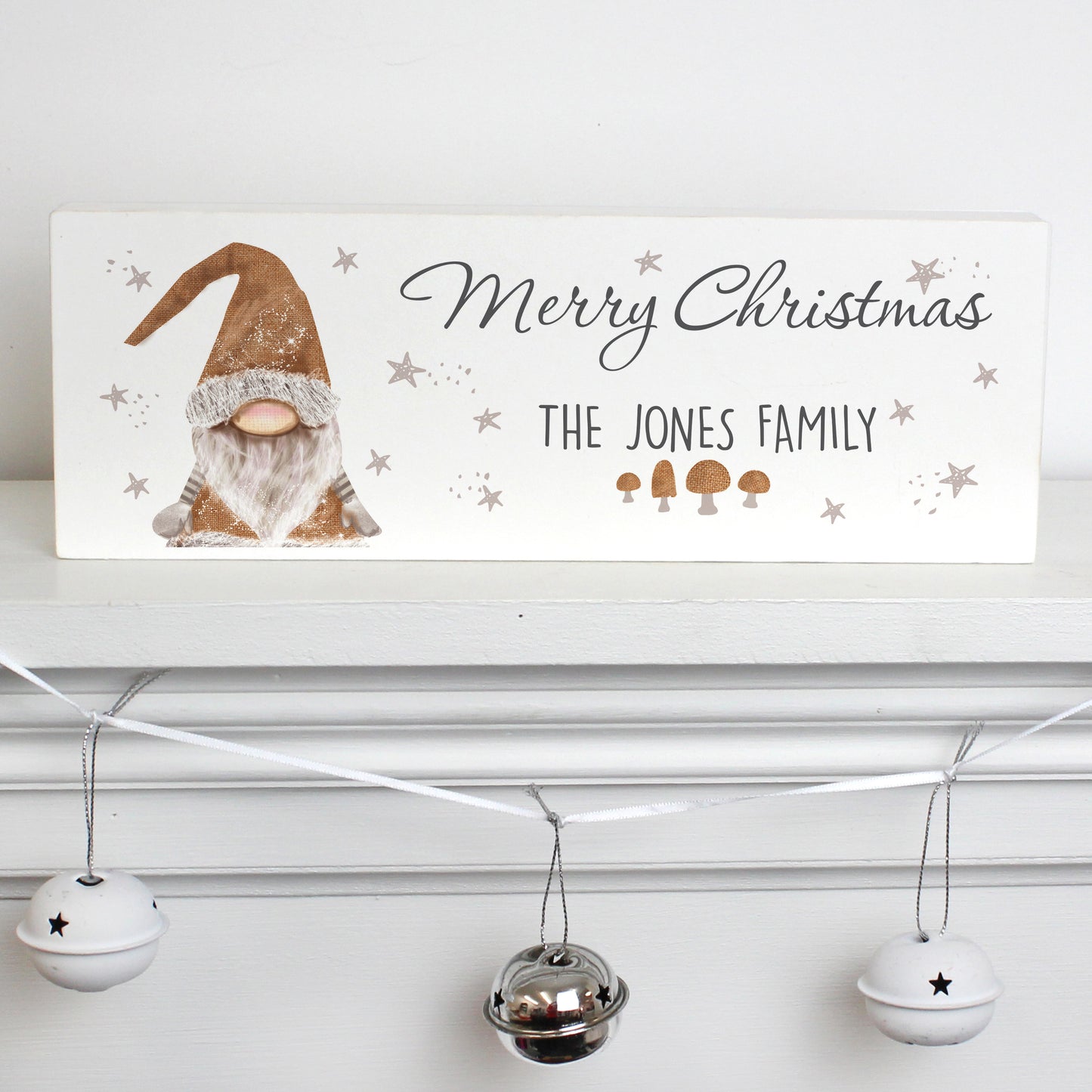 Personalised Scandinavian Christmas Gnome Wooden Block Sign - Personalise It!
