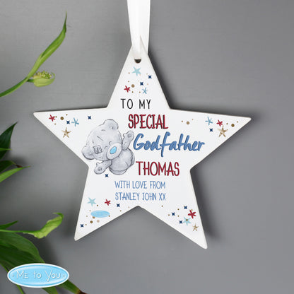 Personalised Me to You Godfather Wooden Star Decoration - Personalise It!