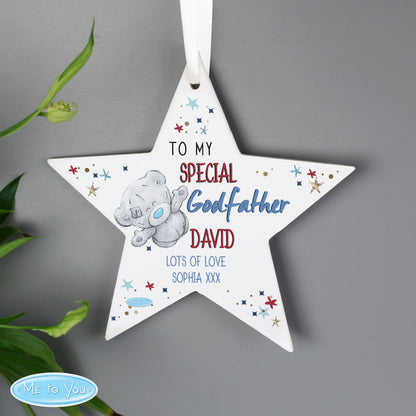 Personalised Me to You Godfather Wooden Star Decoration - Personalise It!