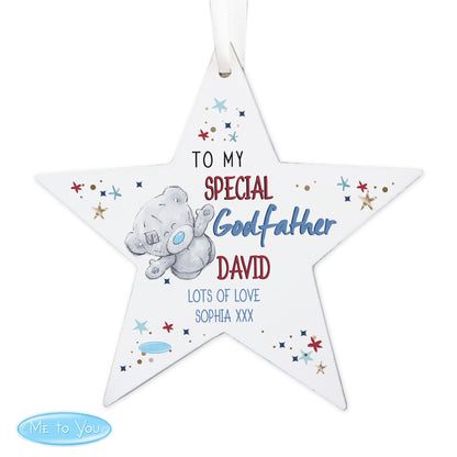 Personalised Me to You Godfather Wooden Star Decoration - Personalise It!