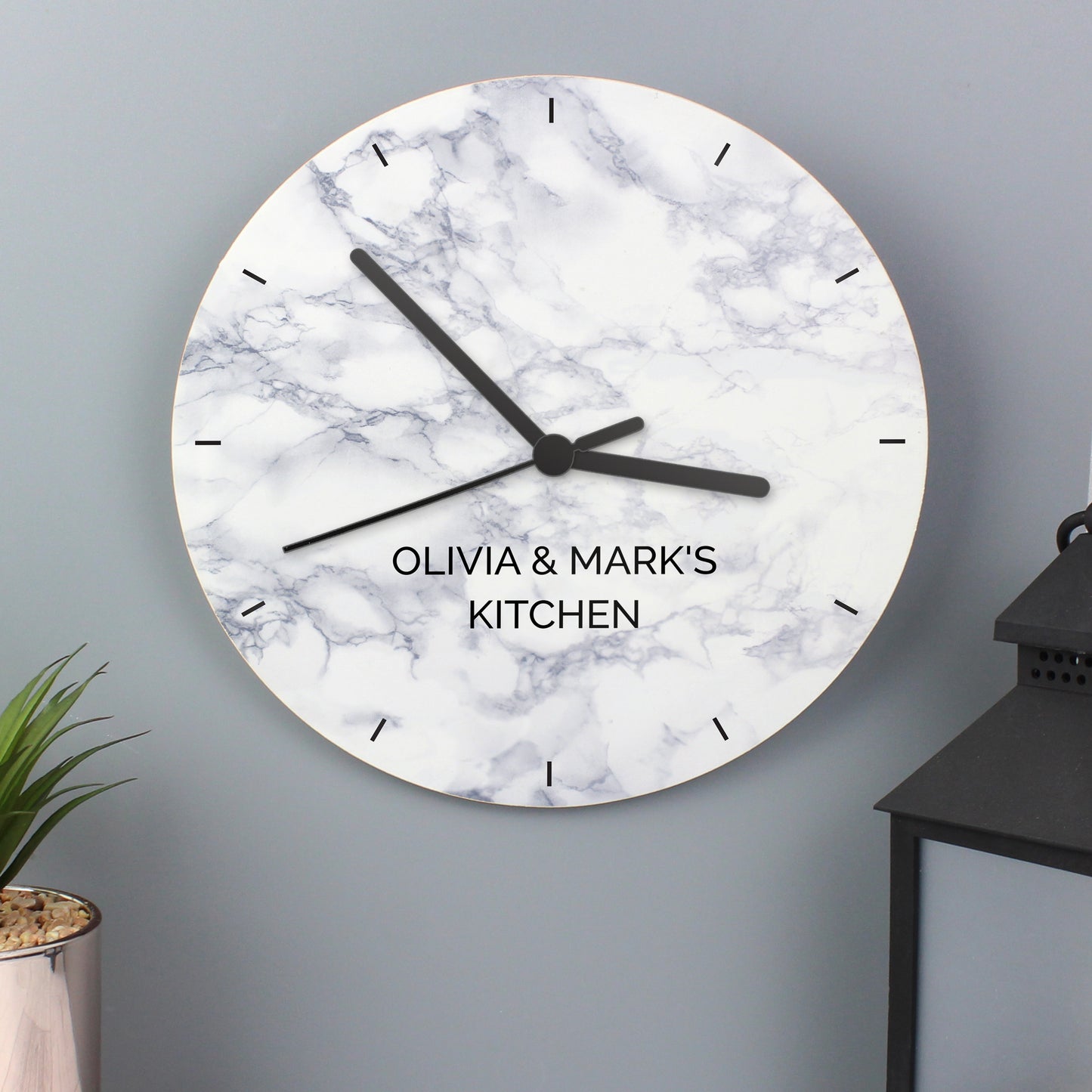 Personalised Marble Effect Wooden Clock - Personalise It!
