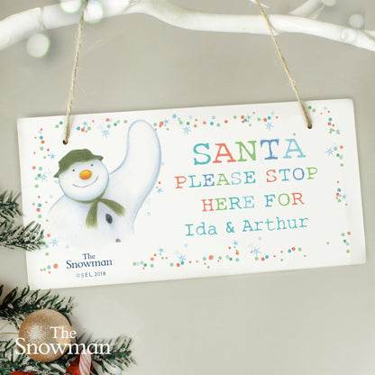 Personalised The Snowman Let it Snow Santa Stop Here Wooden Sign - Personalise It!