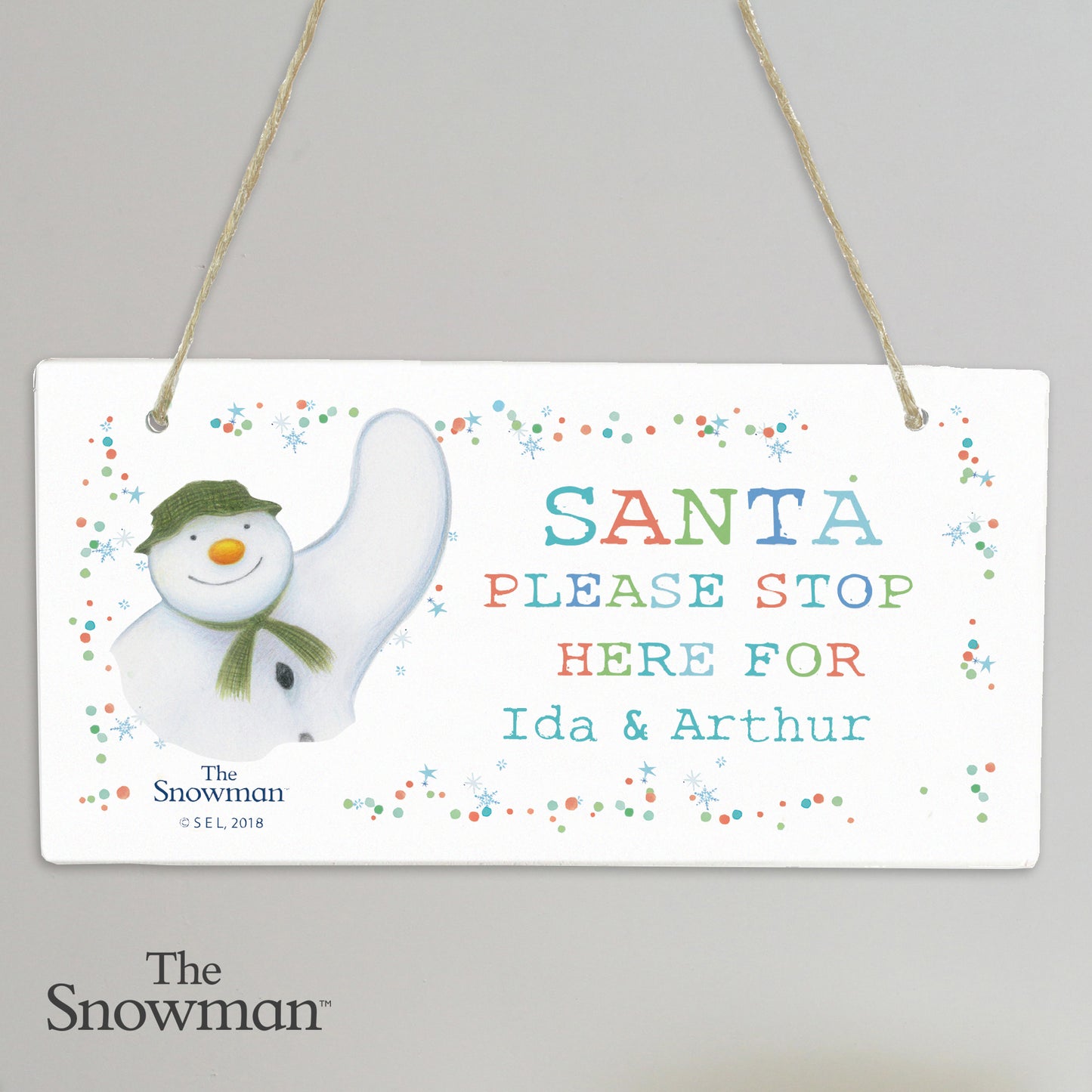 Personalised The Snowman Let it Snow Santa Stop Here Wooden Sign - Personalise It!
