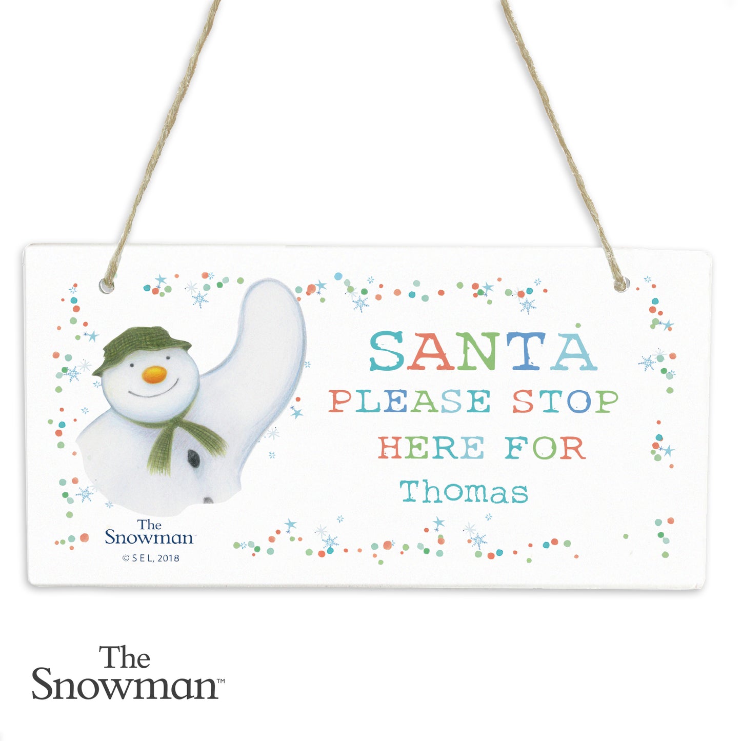 Personalised The Snowman Let it Snow Santa Stop Here Wooden Sign - Personalise It!
