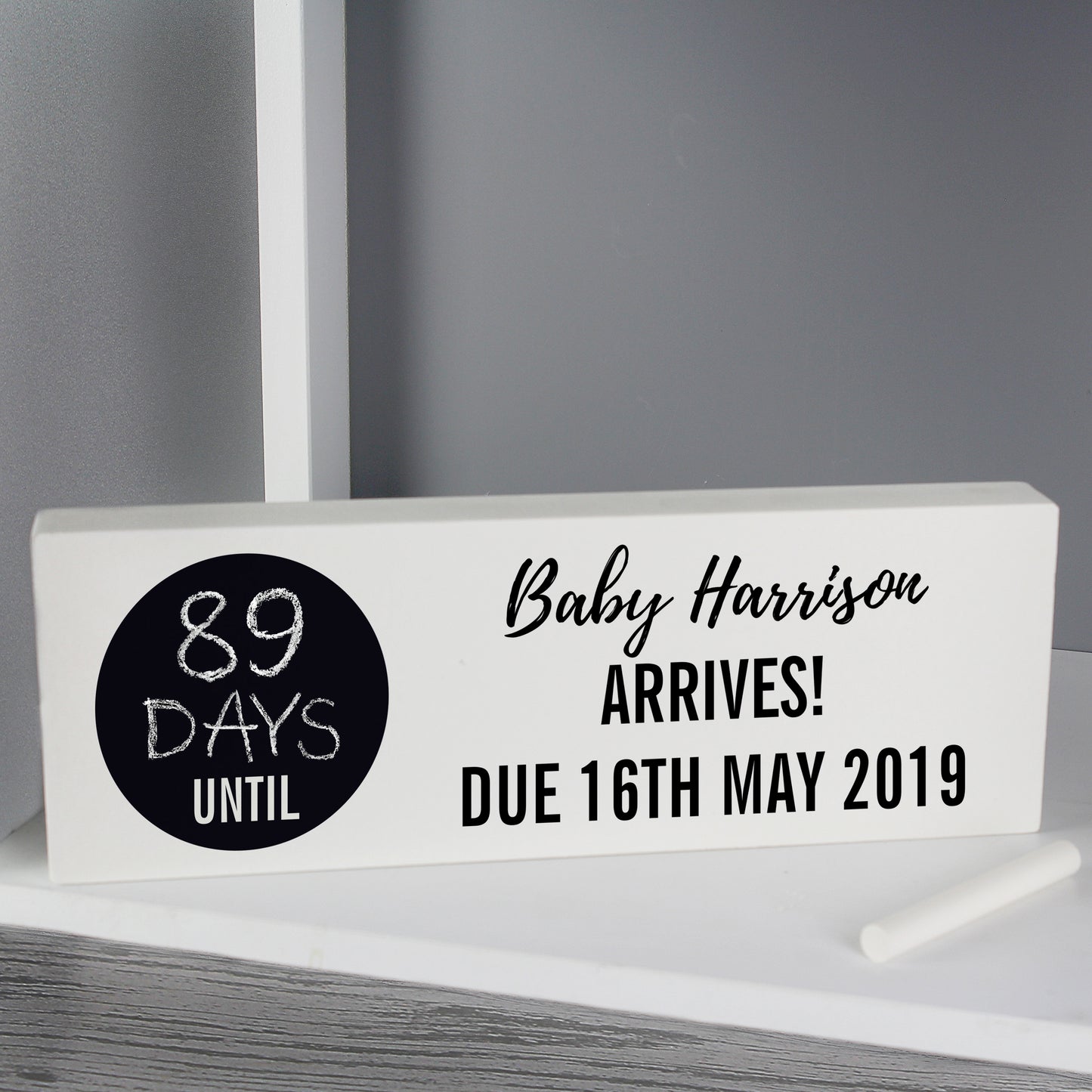 Personalised Classic Chalk Countdown Wooden Block Sign - Personalise It!