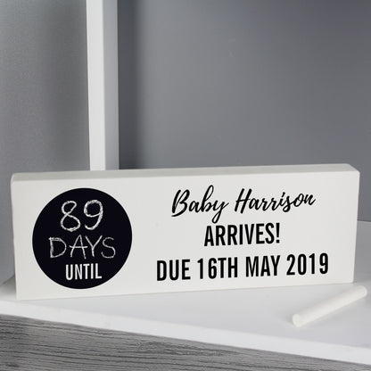 Personalised Classic Chalk Countdown Wooden Block Sign - Personalise It!