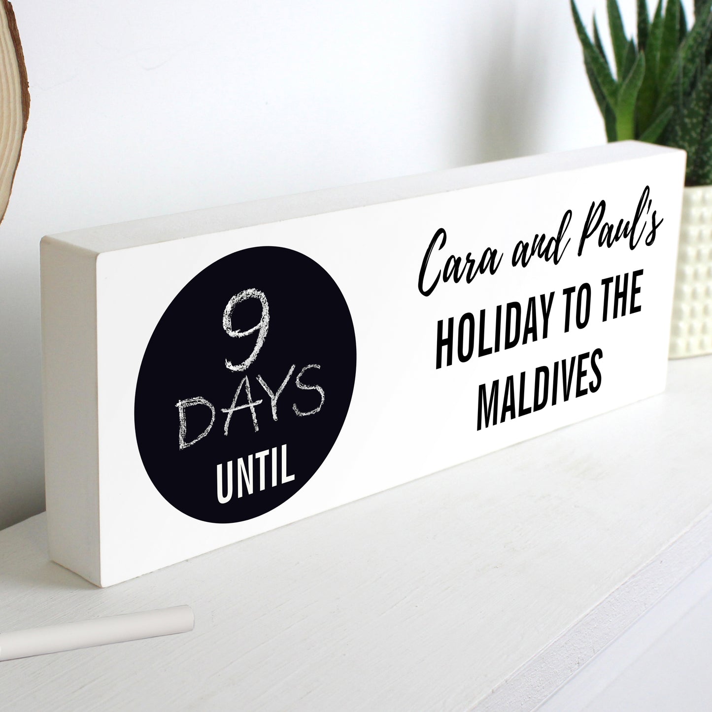 Personalised Classic Chalk Countdown Wooden Block Sign - Personalise It!