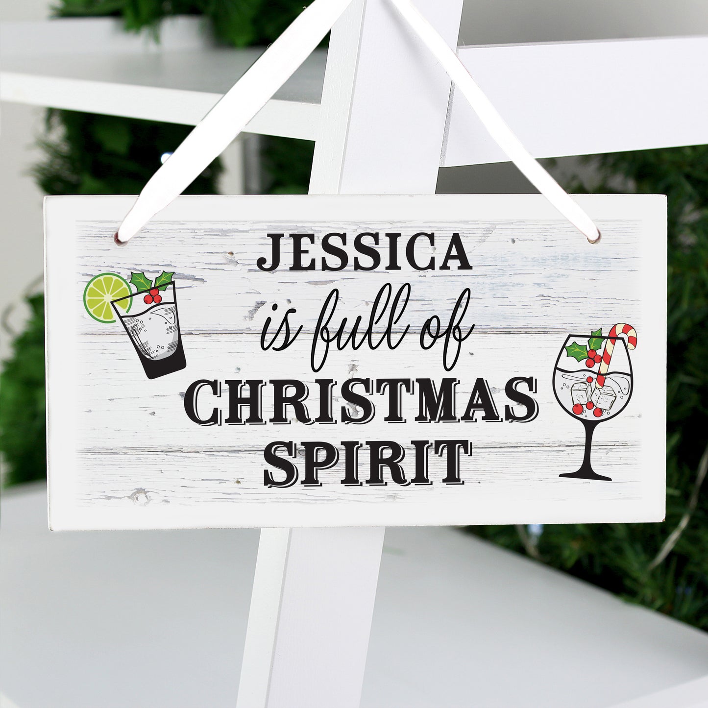 Personalised Christmas Spirit Wooden Sign - Personalise It!