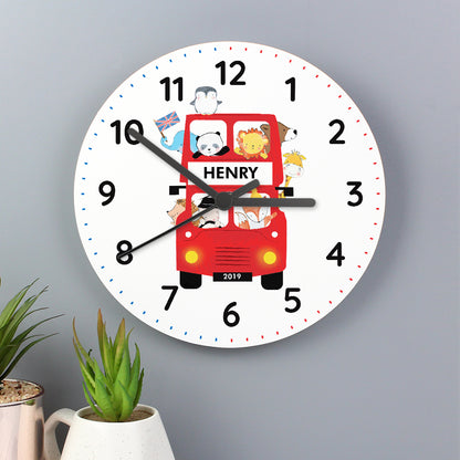 Personalised London Animal Bus Wooden Clock - Personalise It!