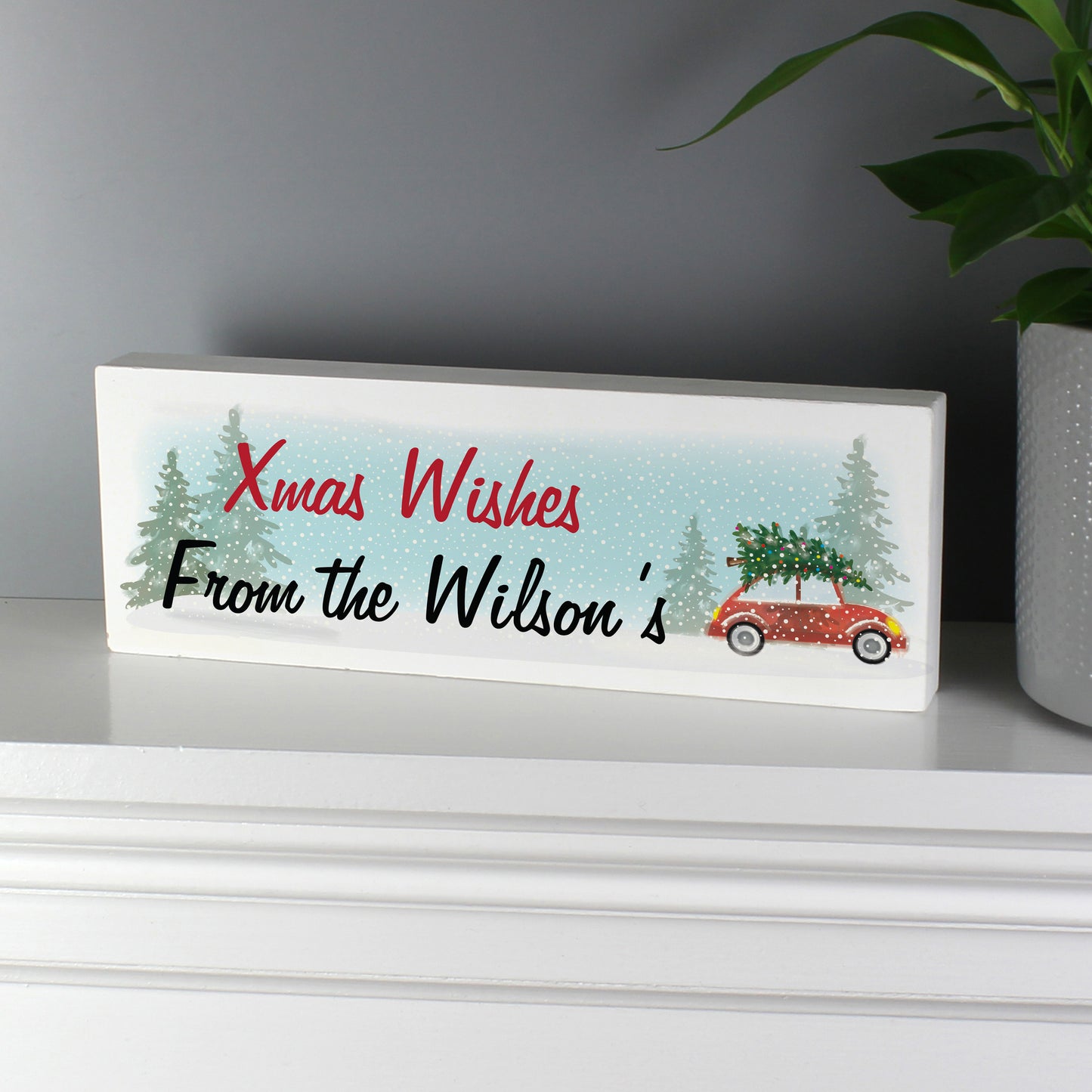 Personalised 'Driving Home For Christmas' Wooden Block Sign - Personalise It!