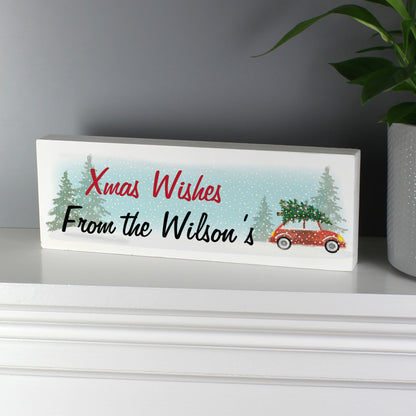 Personalised 'Driving Home For Christmas' Wooden Block Sign - Personalise It!