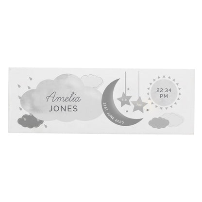 Personalised New Baby Moon & Stars Wooden Block Nursery Sign - Personalise It!