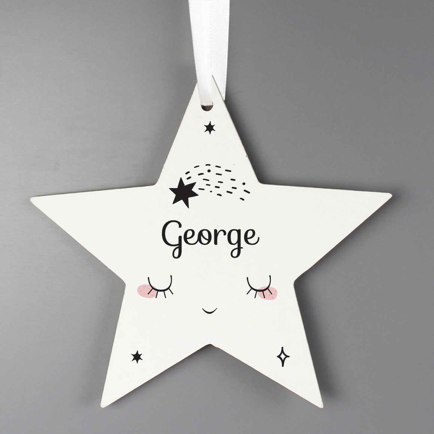 Personalised Baby Moon Wooden Star Decoration - Personalise It!