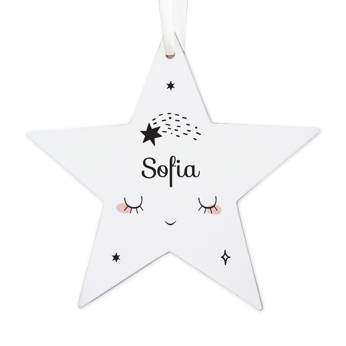 Personalised Baby Moon Wooden Star Decoration - Personalise It!