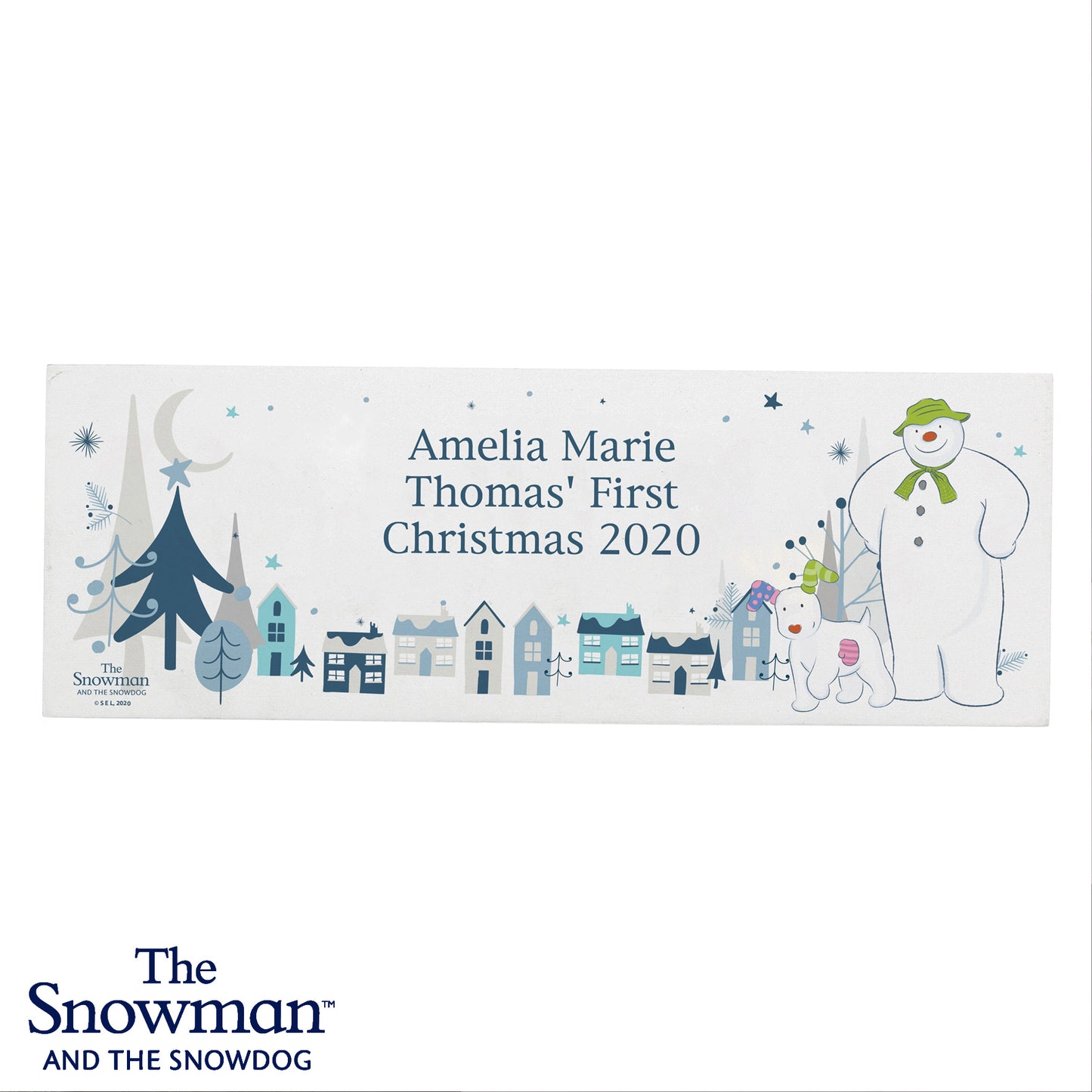 Personalised The Snowman and the Snowdog Wooden Block Sign - Personalise It!