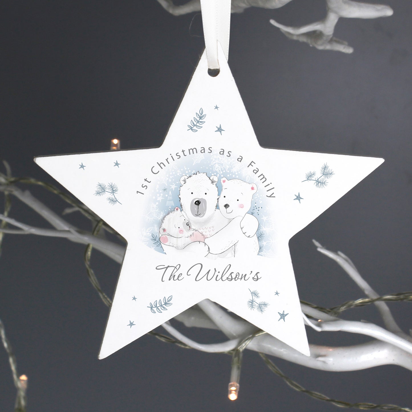 Personalised 1st Christmas as a Family Wooden Star Decoration - Personalise It!