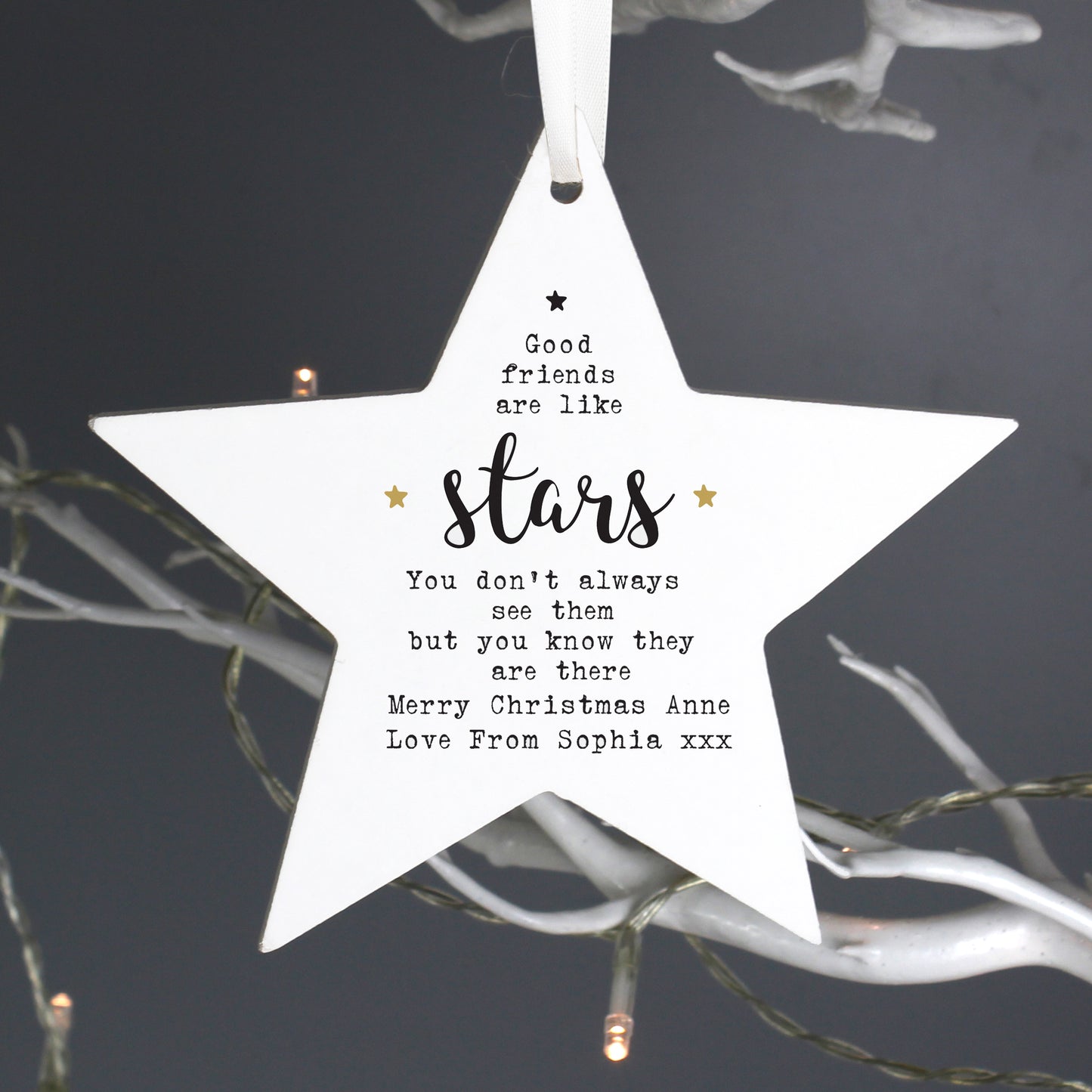 Personalised Good Friends Wooden Star Decoration - Personalise It!