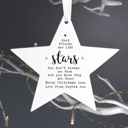 Personalised Good Friends Wooden Star Decoration - Personalise It!