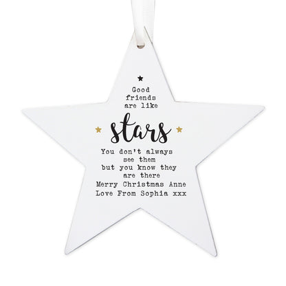 Personalised Good Friends Wooden Star Decoration - Personalise It!