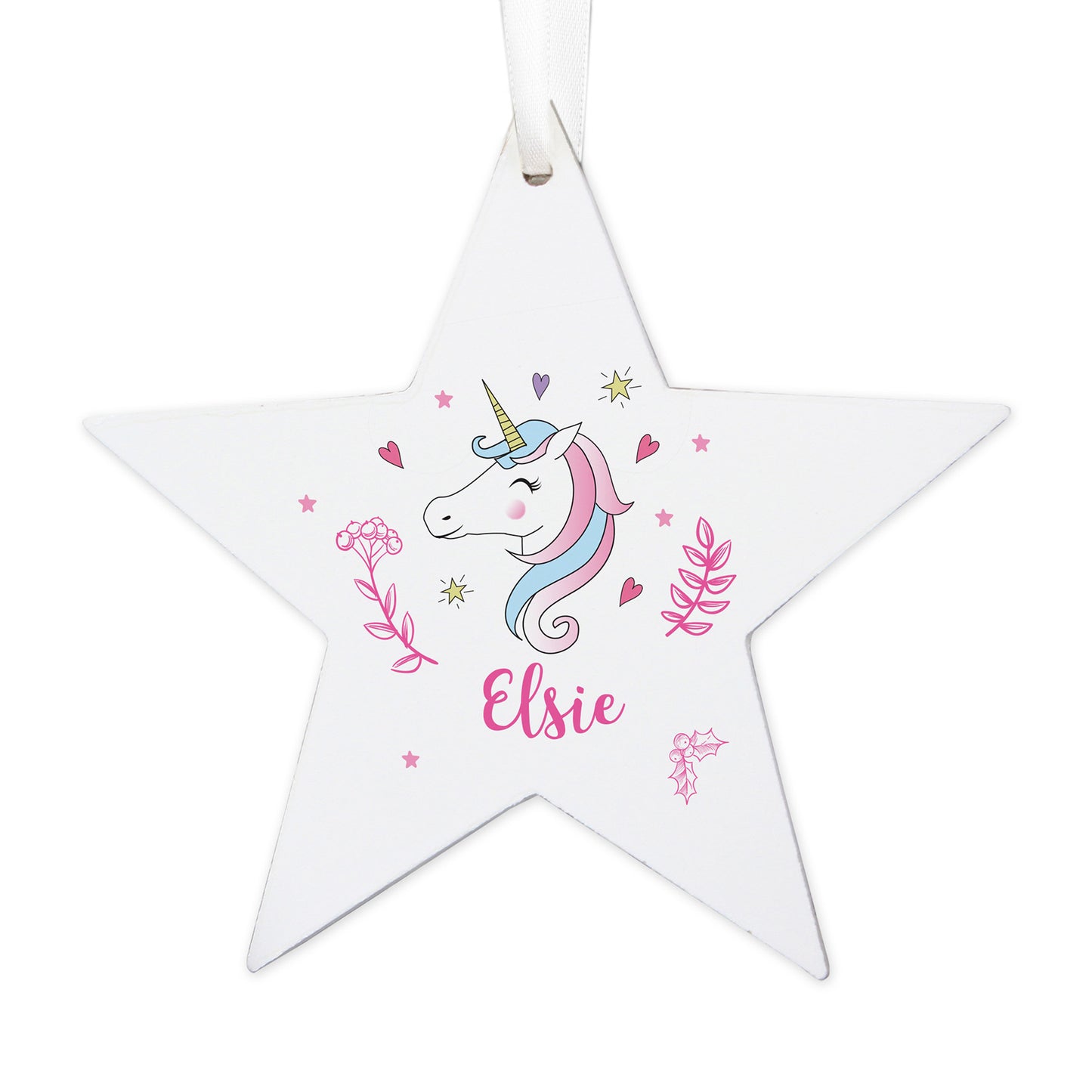 Personalised Unicorn Wooden Star Decoration - Personalise It!
