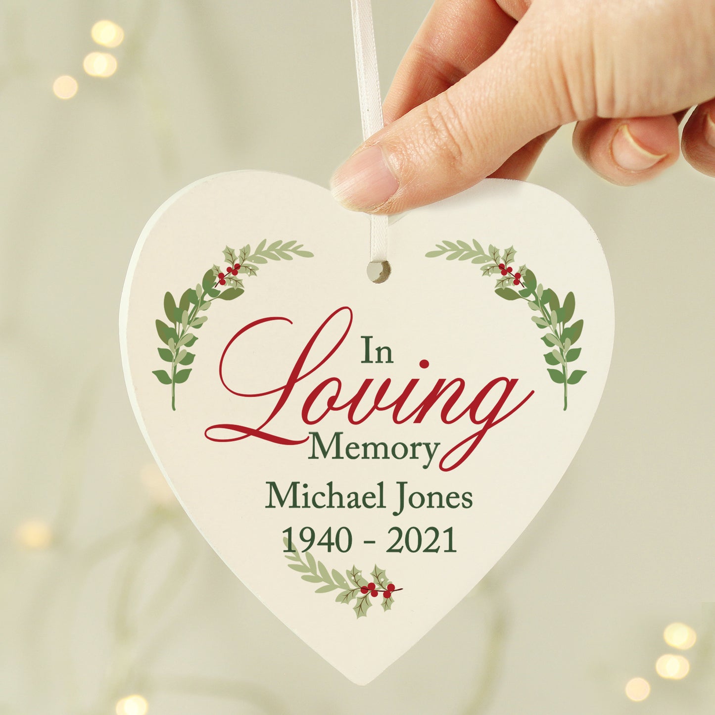 Personalised In Loving Memory Wooden Heart Decoration - Personalise It!