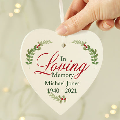 Personalised In Loving Memory Wooden Heart Decoration - Personalise It!