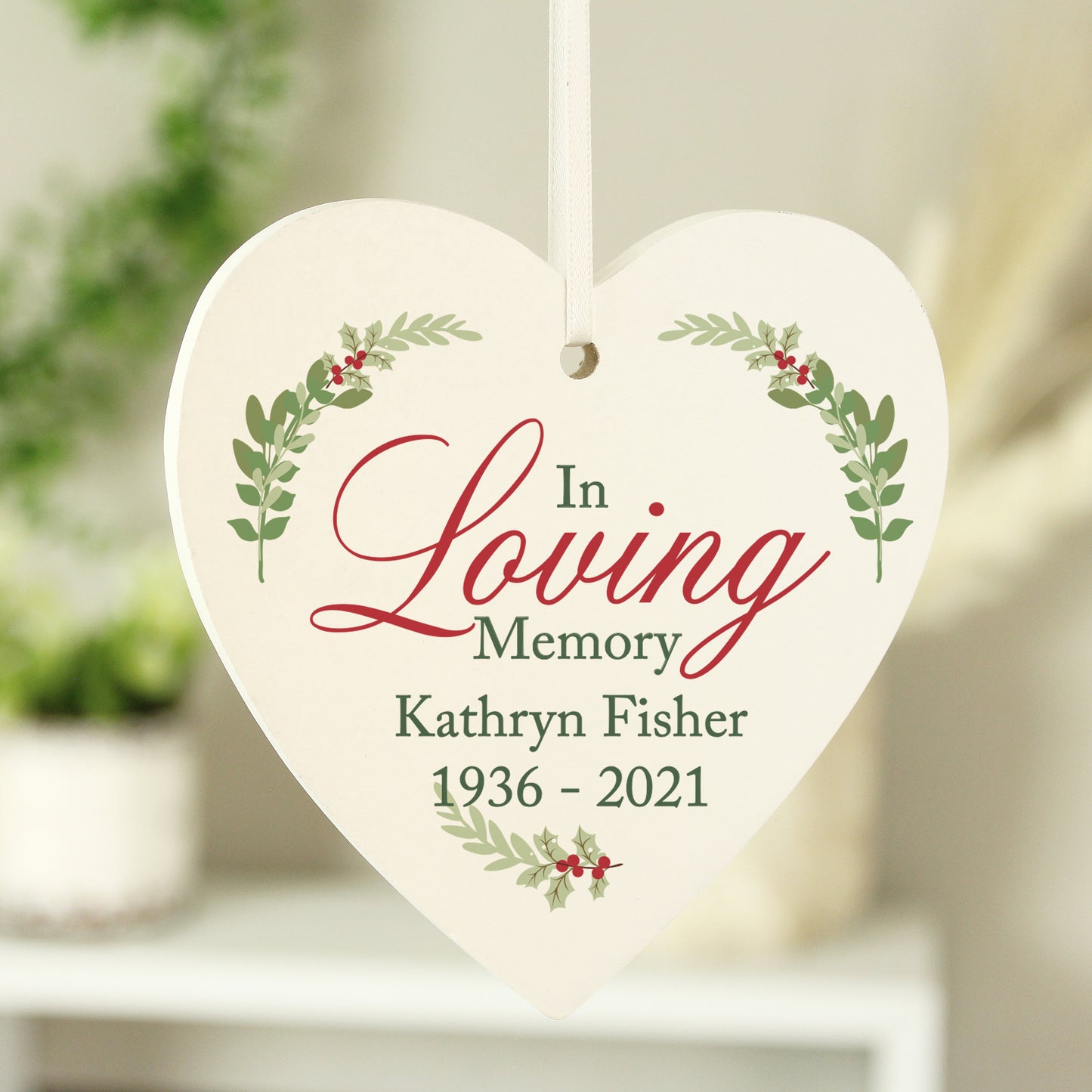 Personalised In Loving Memory Wooden Heart Decoration - Personalise It!