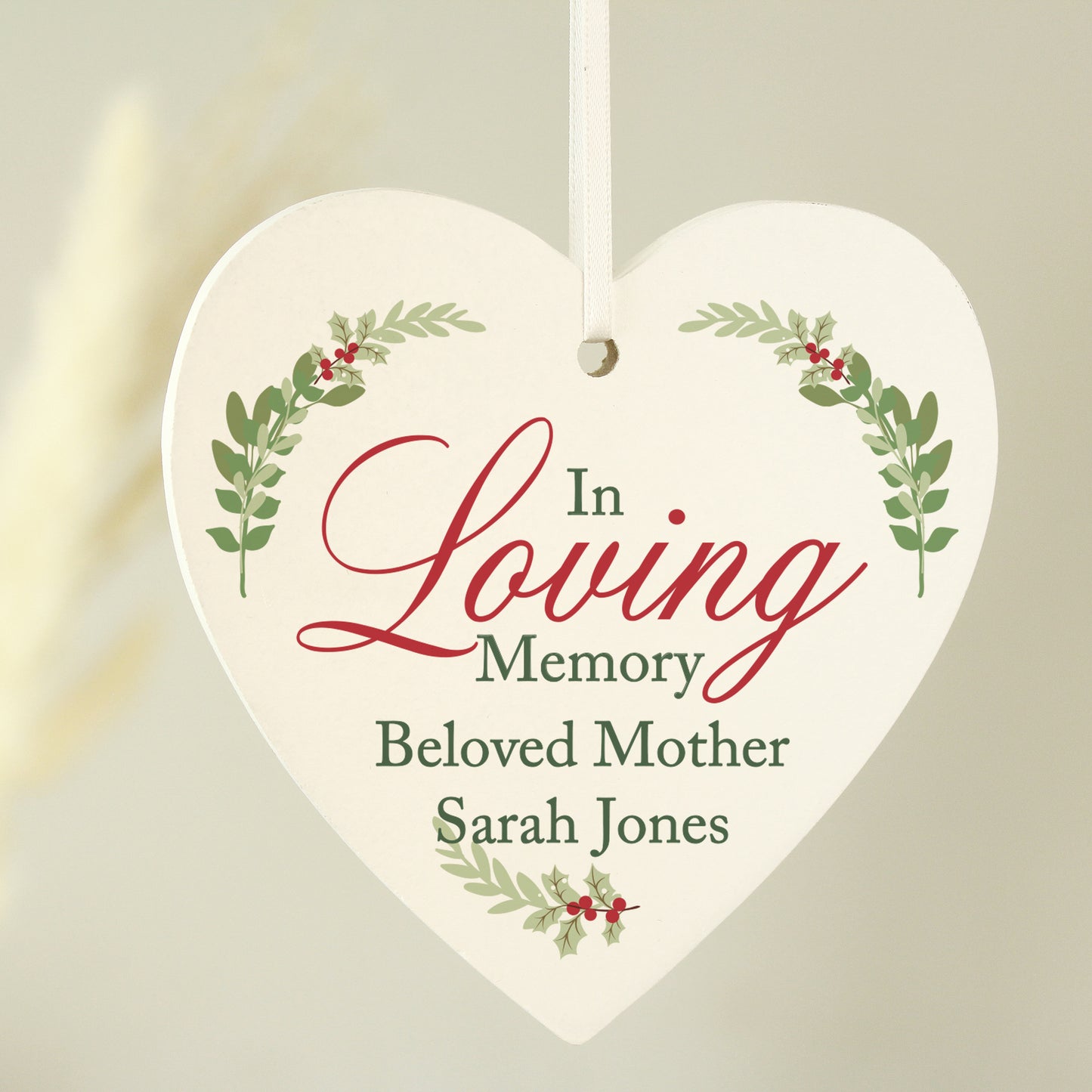 Personalised In Loving Memory Wooden Heart Decoration - Personalise It!