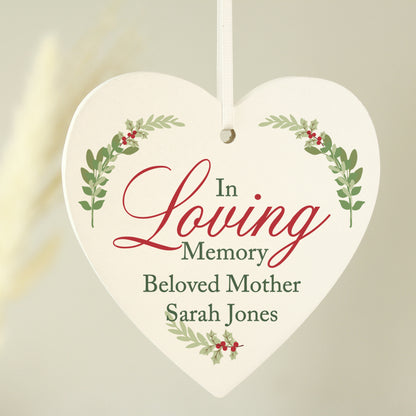 Personalised In Loving Memory Wooden Heart Decoration - Personalise It!
