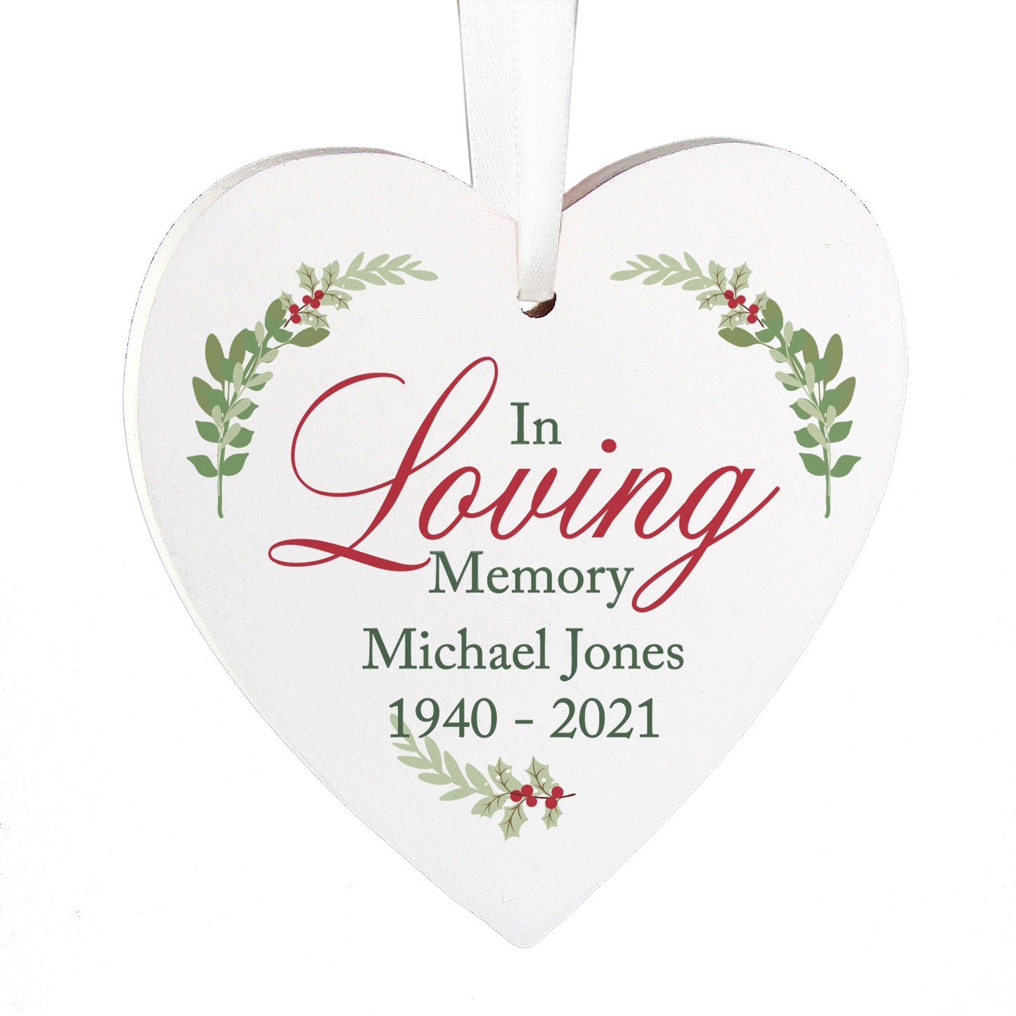 Personalised In Loving Memory Wooden Heart Decoration - Personalise It!
