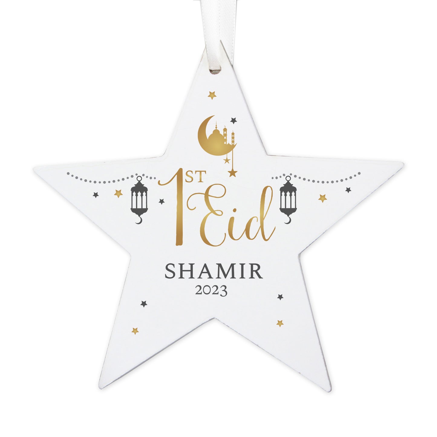 Personalised 1st Eid Wooden Star Decoration - Personalise It!