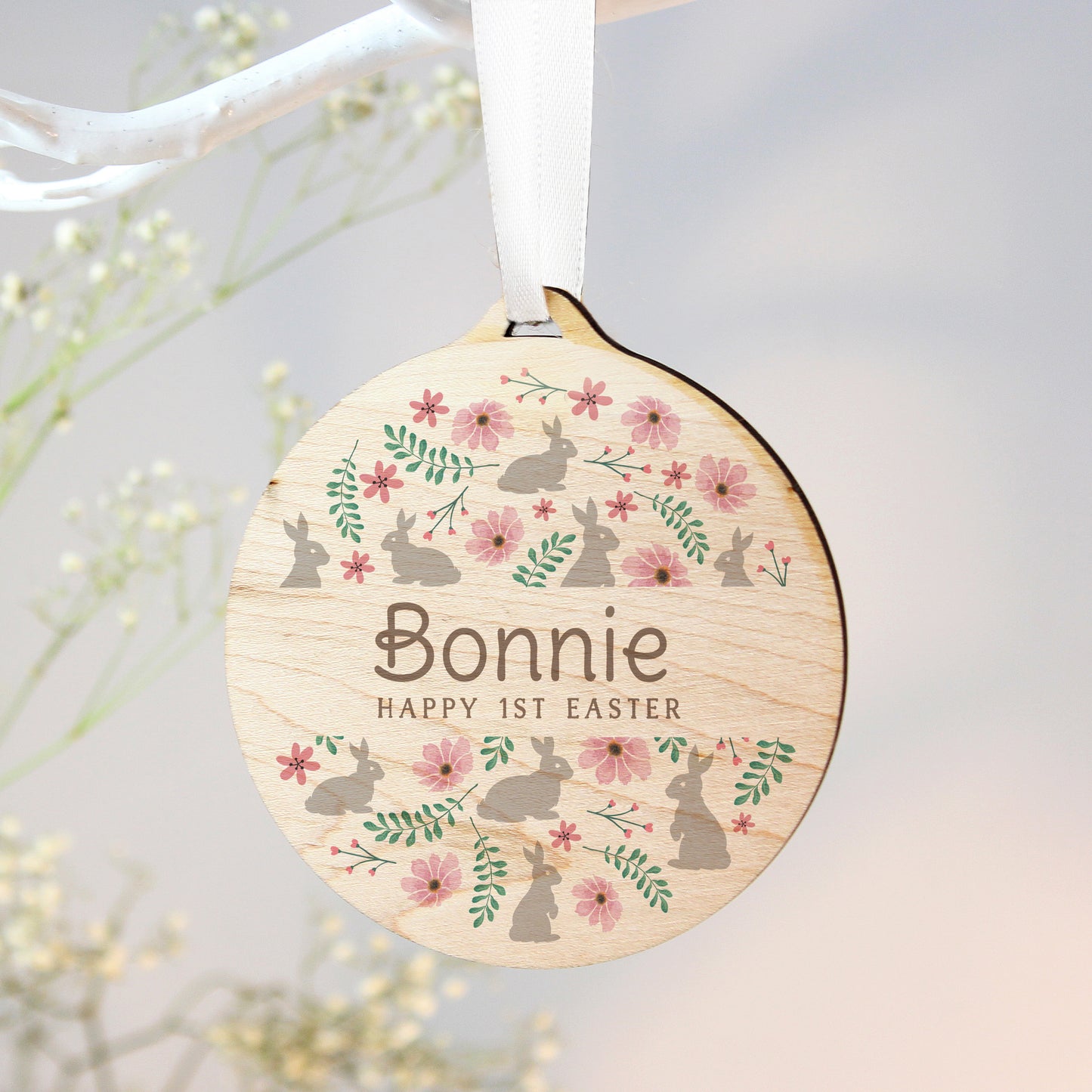 Personalised Easter Round Wooden Decoration - Personalise It!