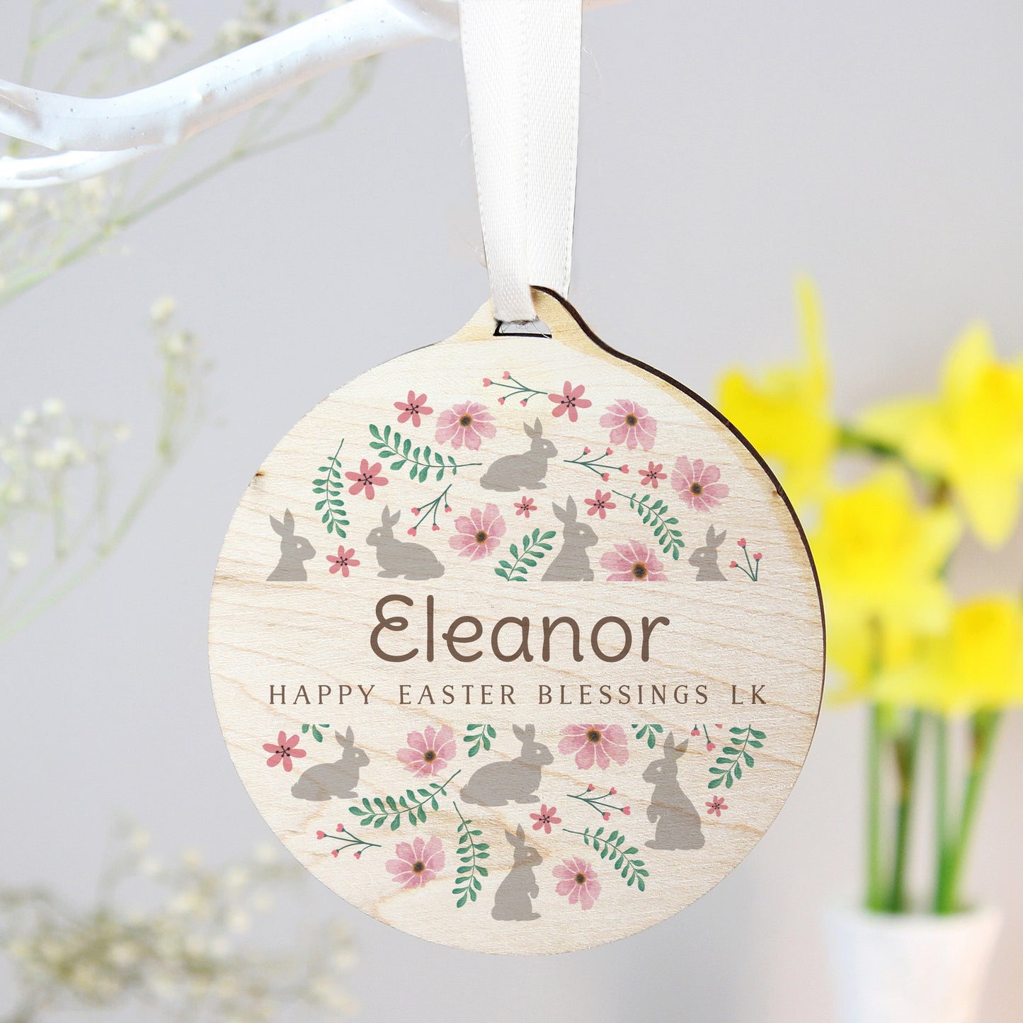 Personalised Easter Round Wooden Decoration - Personalise It!