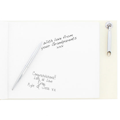 Personalised Hearts Design Hardback Guest Book & Pen - Personalise It!