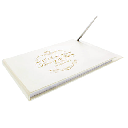 Personalised Gold Ornate Swirl Hardback Guest Book & Pen - Personalise It!