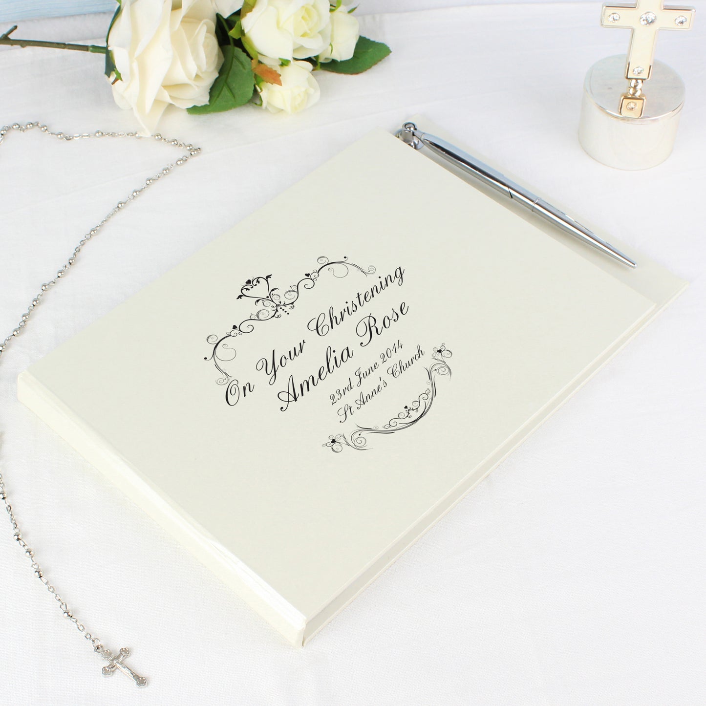 Personalised Ornate Swirl Hardback Guest Book & Pen - Personalise It!