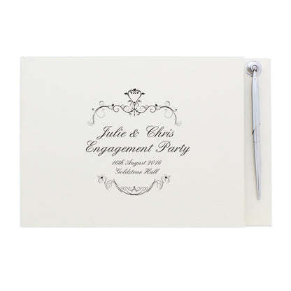 Personalised Ornate Swirl Hardback Guest Book & Pen - Personalise It!