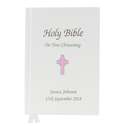 Personalised Pink Cross Bible - Personalise It!