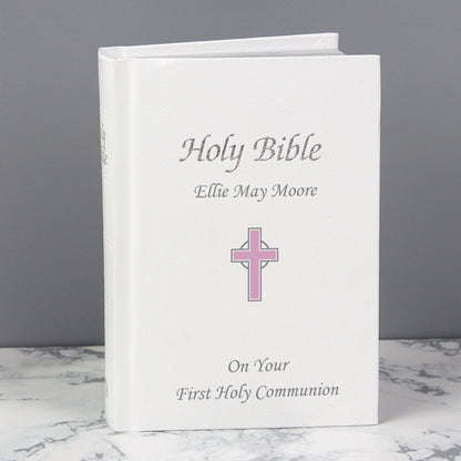 Personalised Pink Cross Bible - Personalise It!