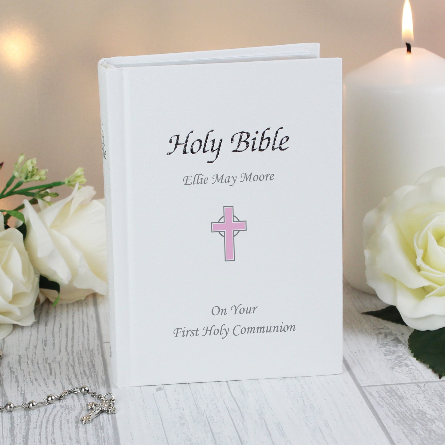 Personalised Pink Cross Bible - Personalise It!